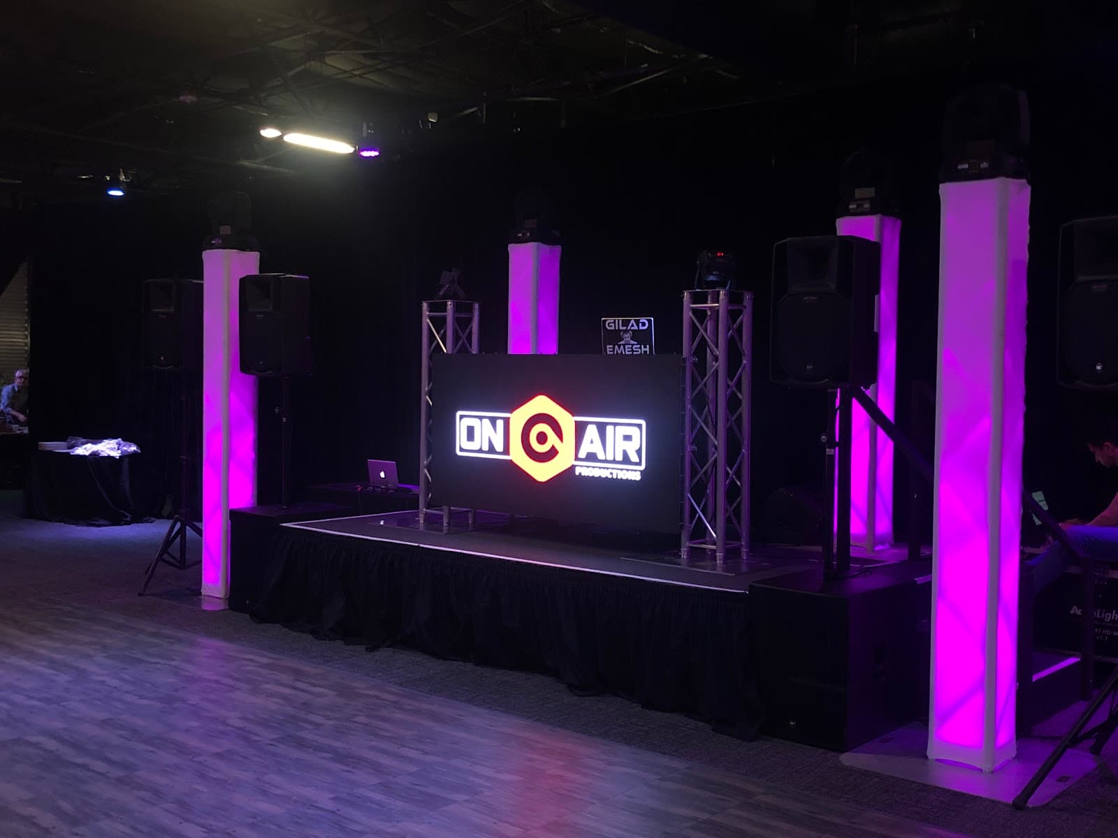 On Air Productions LA DJ stage and uplighting setup in Los Angeles