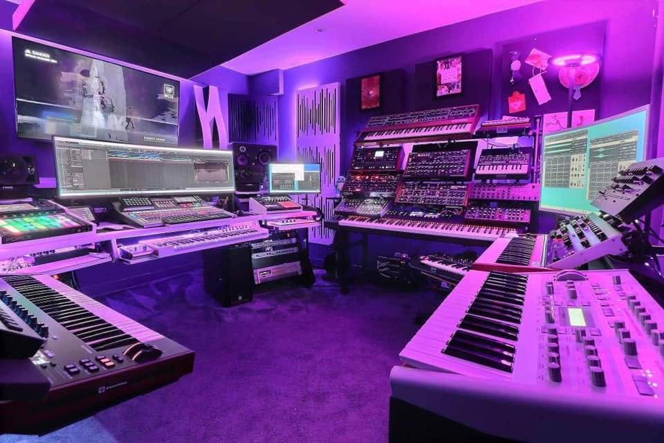 DJ Ori (Orii) in the studio with analog synthesizers
