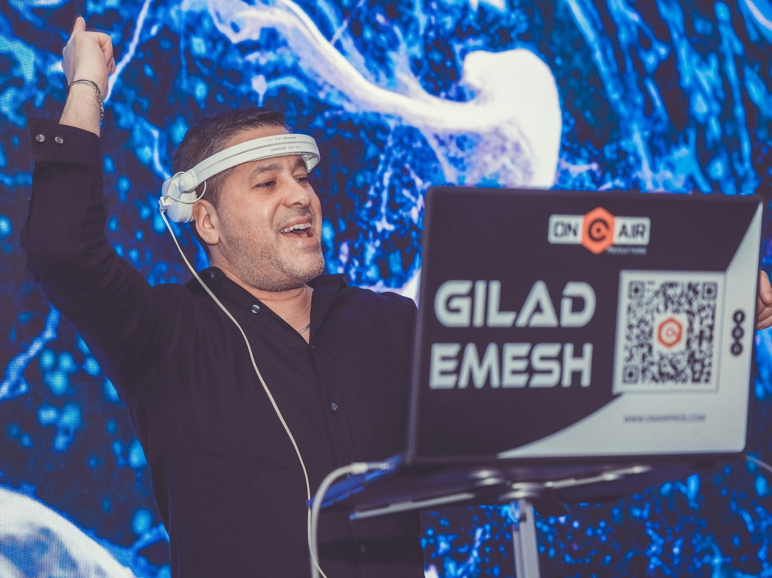 DJ Gilad Emesh behind the On Air Productions LA booth